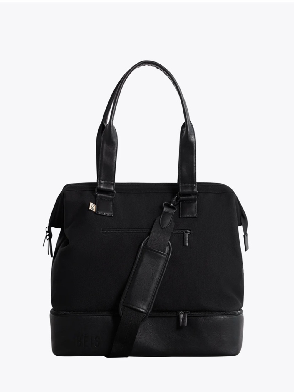 Beis Mini Weekender Black Travel Tote with Shoulder Strap